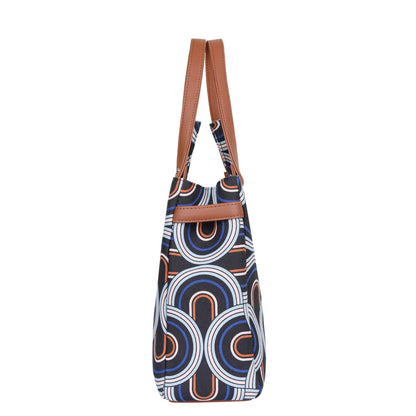 Wholesale Abstract Hand Printed Tote Bag – Women’s Shoulder Purse with Vegan Handles