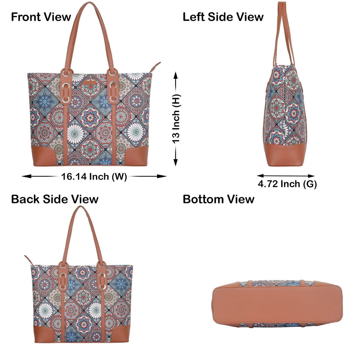 Women’s Multicolor Shoulder Tote Bags with Vegan Leather Trim – Wholesale