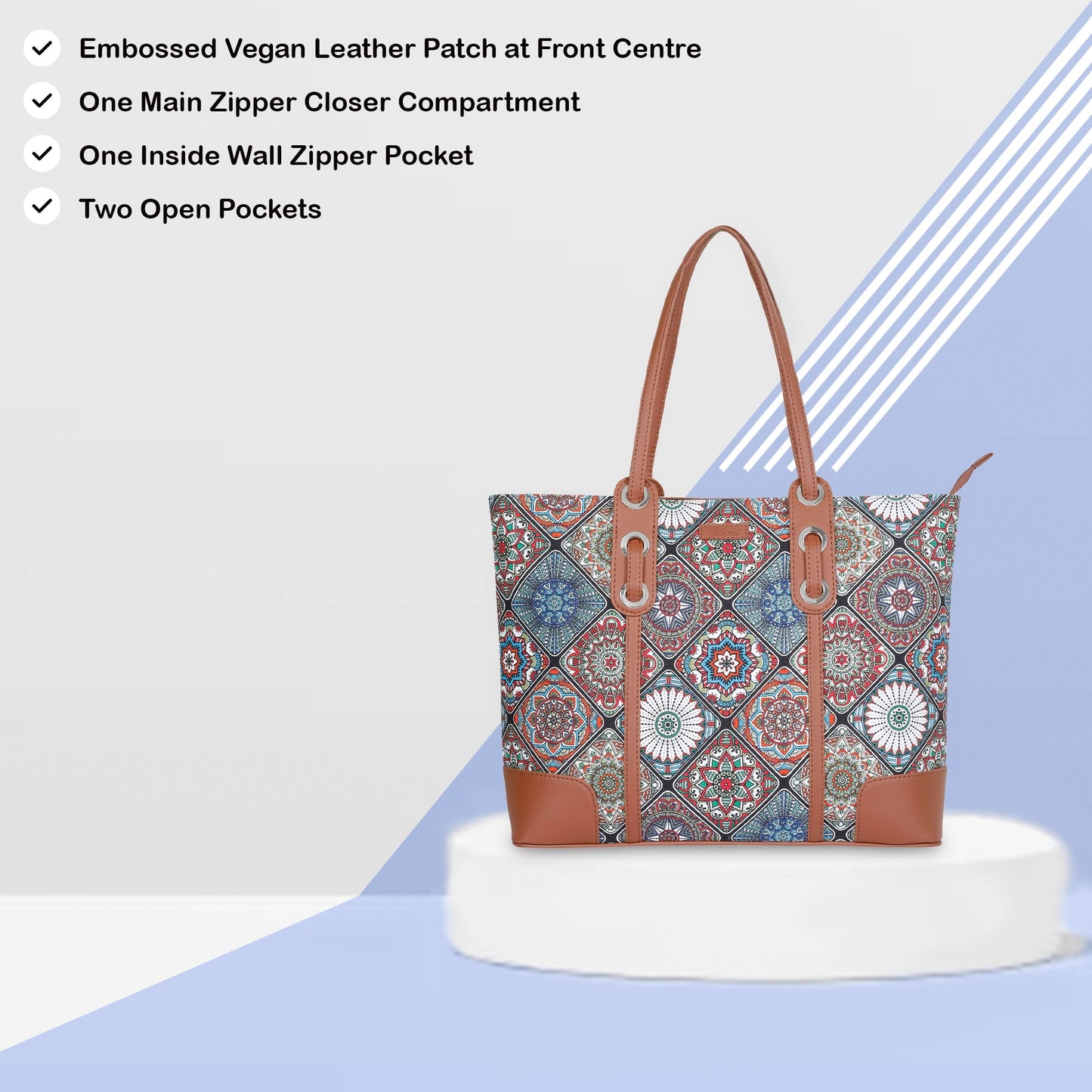 Women’s Multicolor Shoulder Tote Bags with Vegan Leather Trim – Wholesale