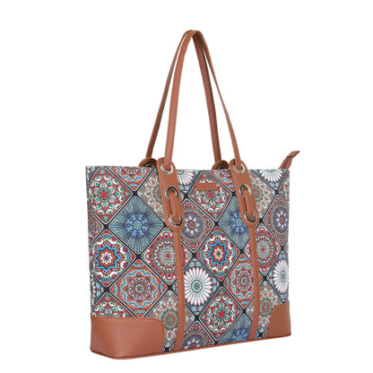 Women’s Multicolor Shoulder Tote Bags with Vegan Leather Trim – Wholesale