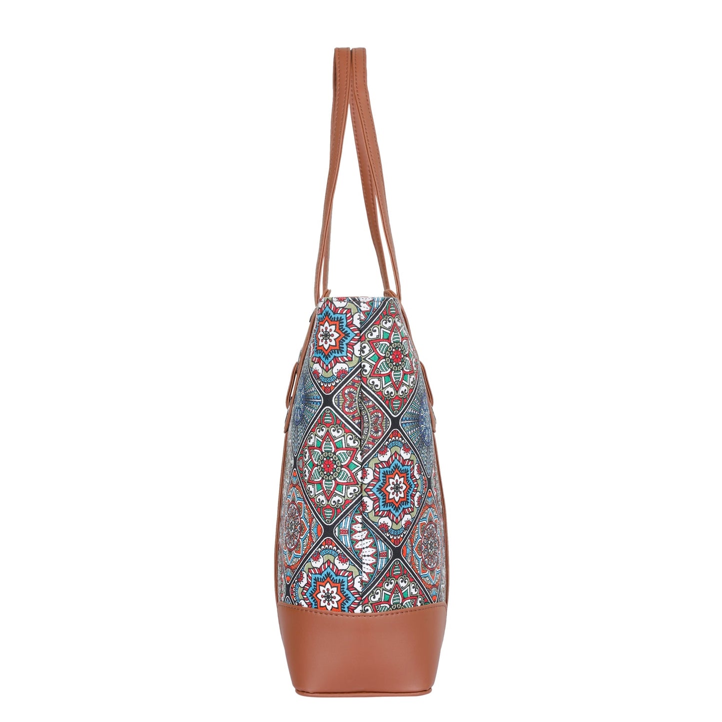 Women’s Multicolor Shoulder Tote Bags with Vegan Leather Trim – Wholesale