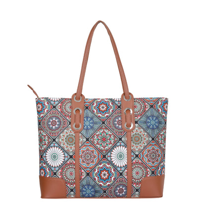 Women’s Multicolor Shoulder Tote Bags with Vegan Leather Trim – Wholesale