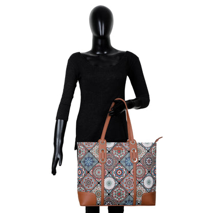 Women’s Multicolor Shoulder Tote Bags with Vegan Leather Trim – Wholesale