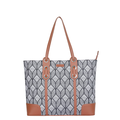 Women’s Monochrome Shoulder Tote Bags with Vegan Leather Trim – Wholesale