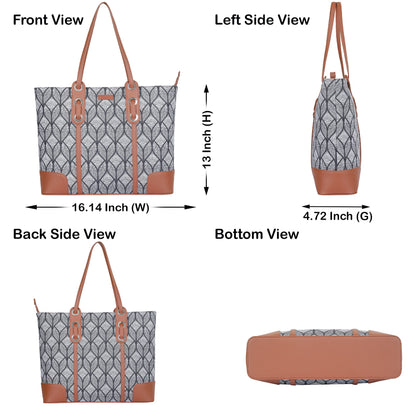 Women’s Monochrome Shoulder Tote Bags with Vegan Leather Trim – Wholesale