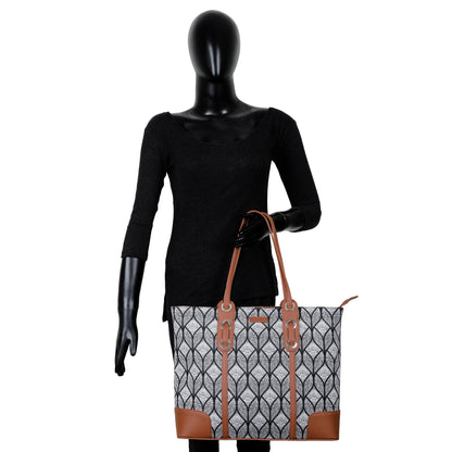Women’s Monochrome Shoulder Tote Bags with Vegan Leather Trim – Wholesale