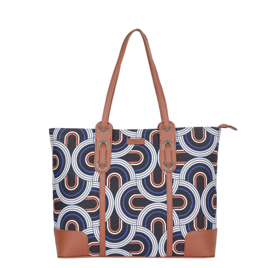 Women’s Abstract Shoulder Tote Bags with Vegan Leather Trim – Wholesale