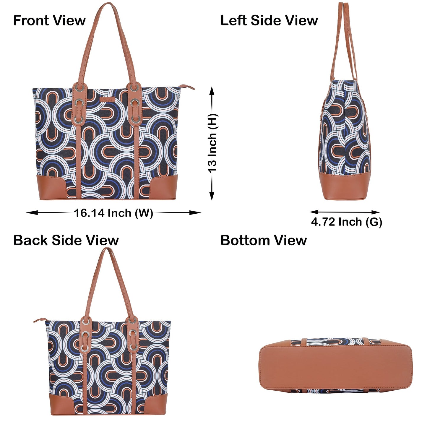 Women’s Abstract Shoulder Tote Bags with Vegan Leather Trim – Wholesale