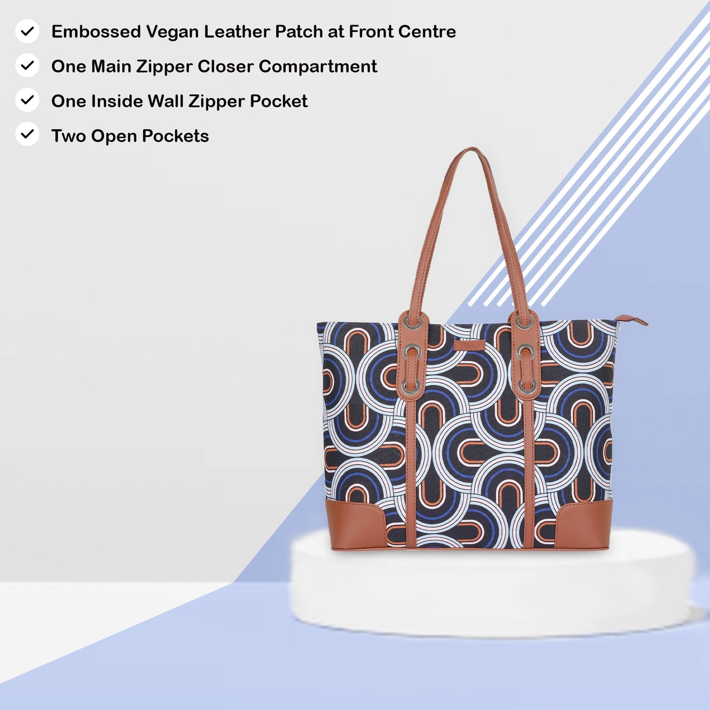 Women’s Abstract Shoulder Tote Bags with Vegan Leather Trim – Wholesale