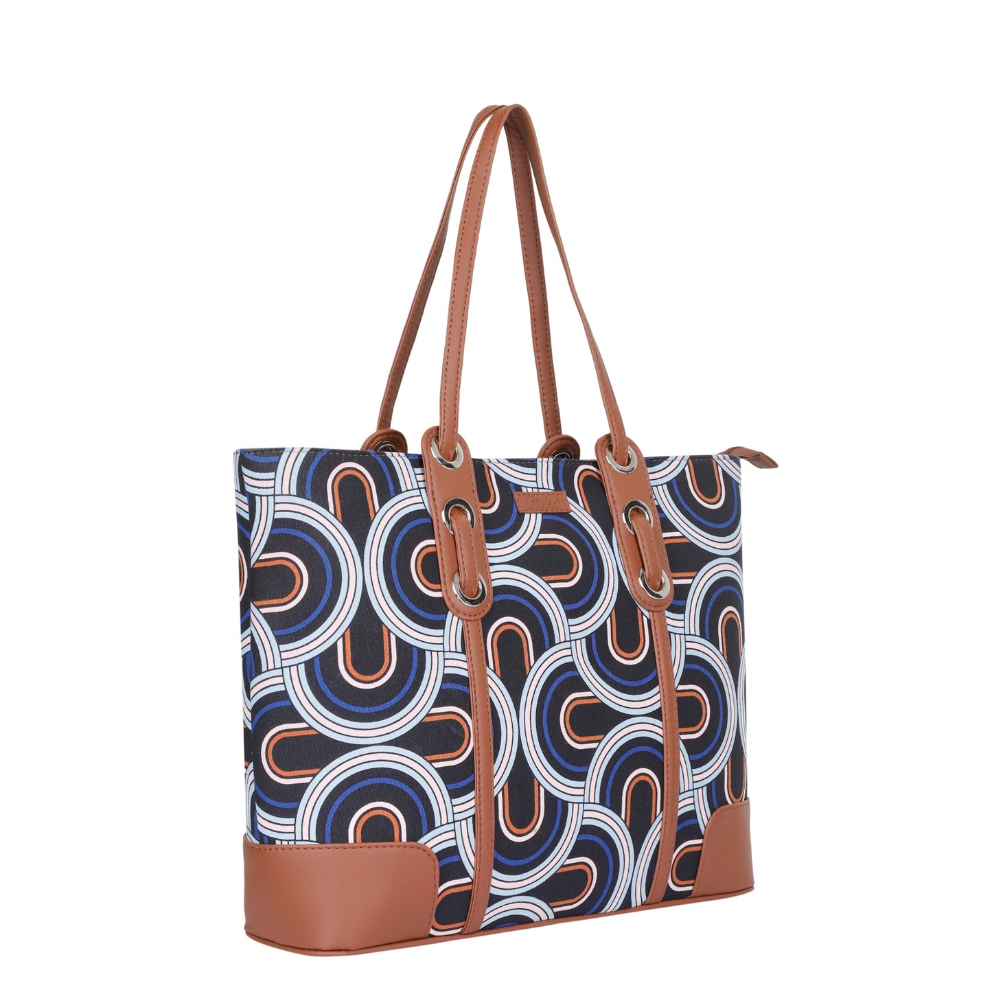 Women’s Abstract Shoulder Tote Bags with Vegan Leather Trim – Wholesale