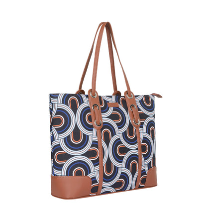 Women’s Abstract Shoulder Tote Bags with Vegan Leather Trim – Wholesale