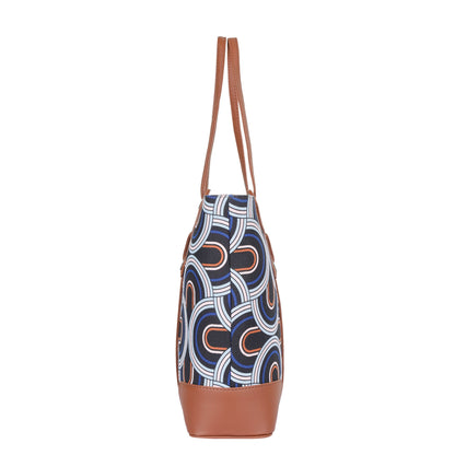 Women’s Abstract Shoulder Tote Bags with Vegan Leather Trim – Wholesale