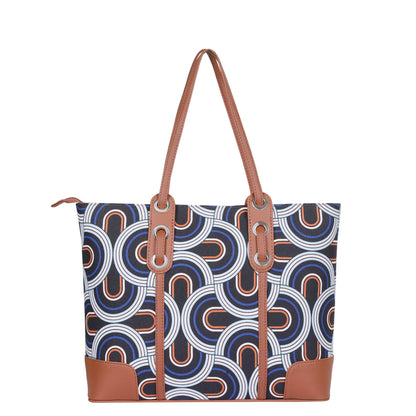 Women’s Abstract Shoulder Tote Bags with Vegan Leather Trim – Wholesale