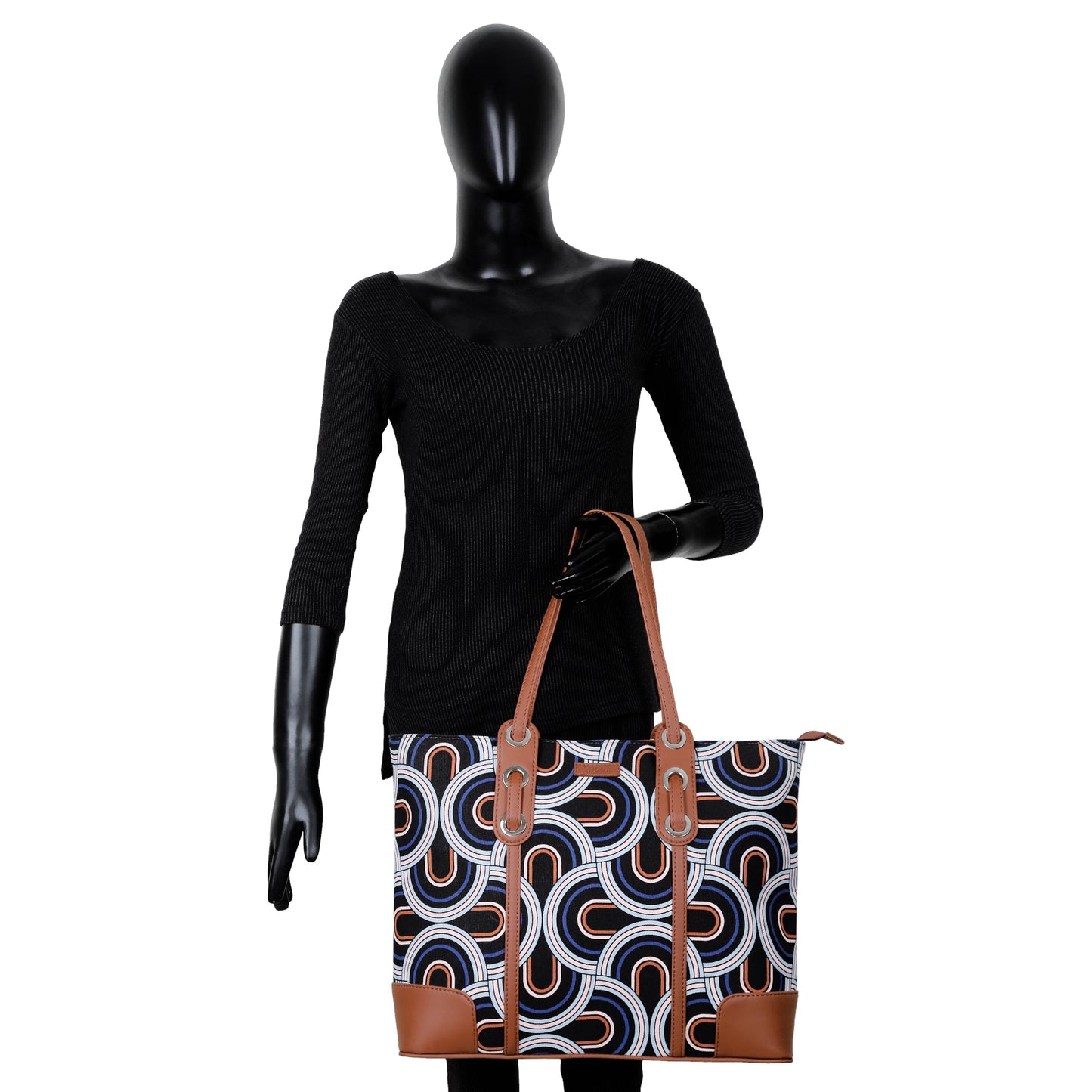 Women’s Abstract Shoulder Tote Bags with Vegan Leather Trim – Wholesale