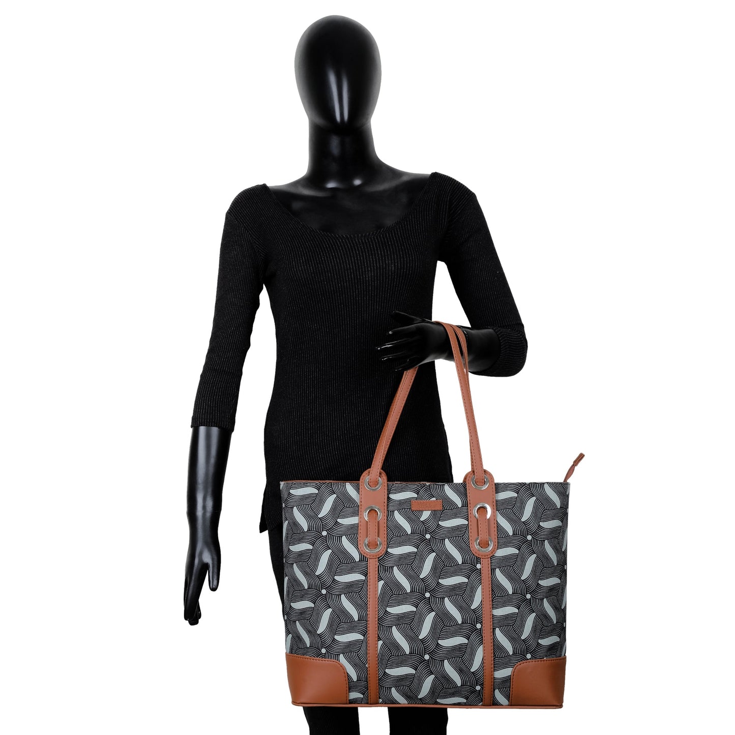 Women’s Olive Shoulder Tote Bags with Vegan Leather Trim – Wholesale