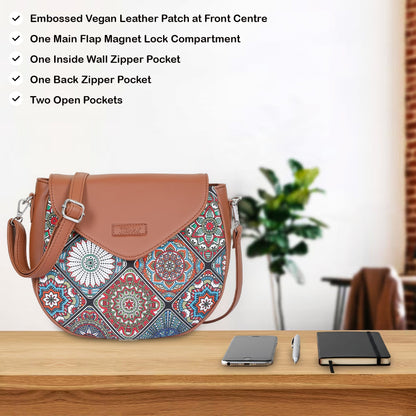 Women’s Mandala Crossbody Bags with Vegan Leather Trim – Wholesale