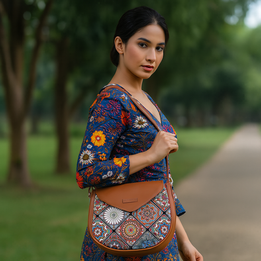 Women’s Mandala Crossbody Bags with Vegan Leather Trim – Wholesale