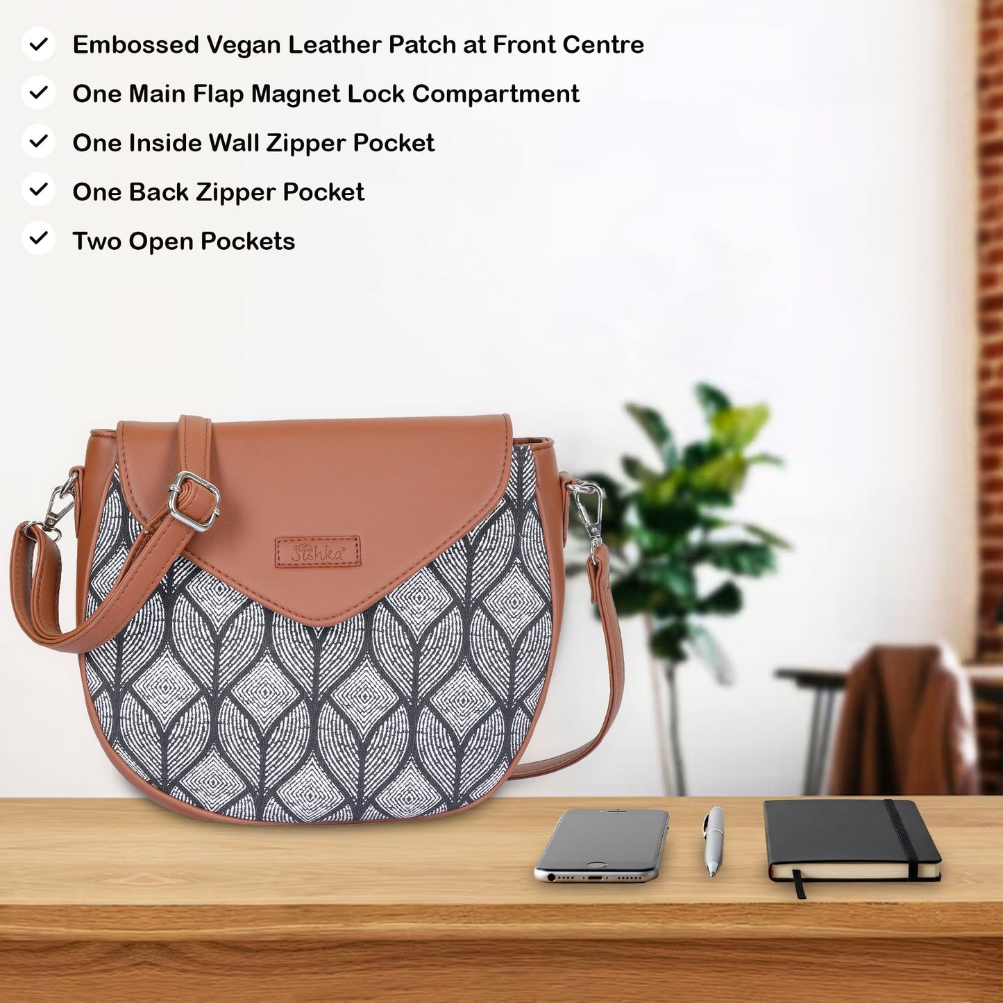 Women’s Monochrome Crossbody Sling Bags with Vegan Leather Trim – Wholesale
