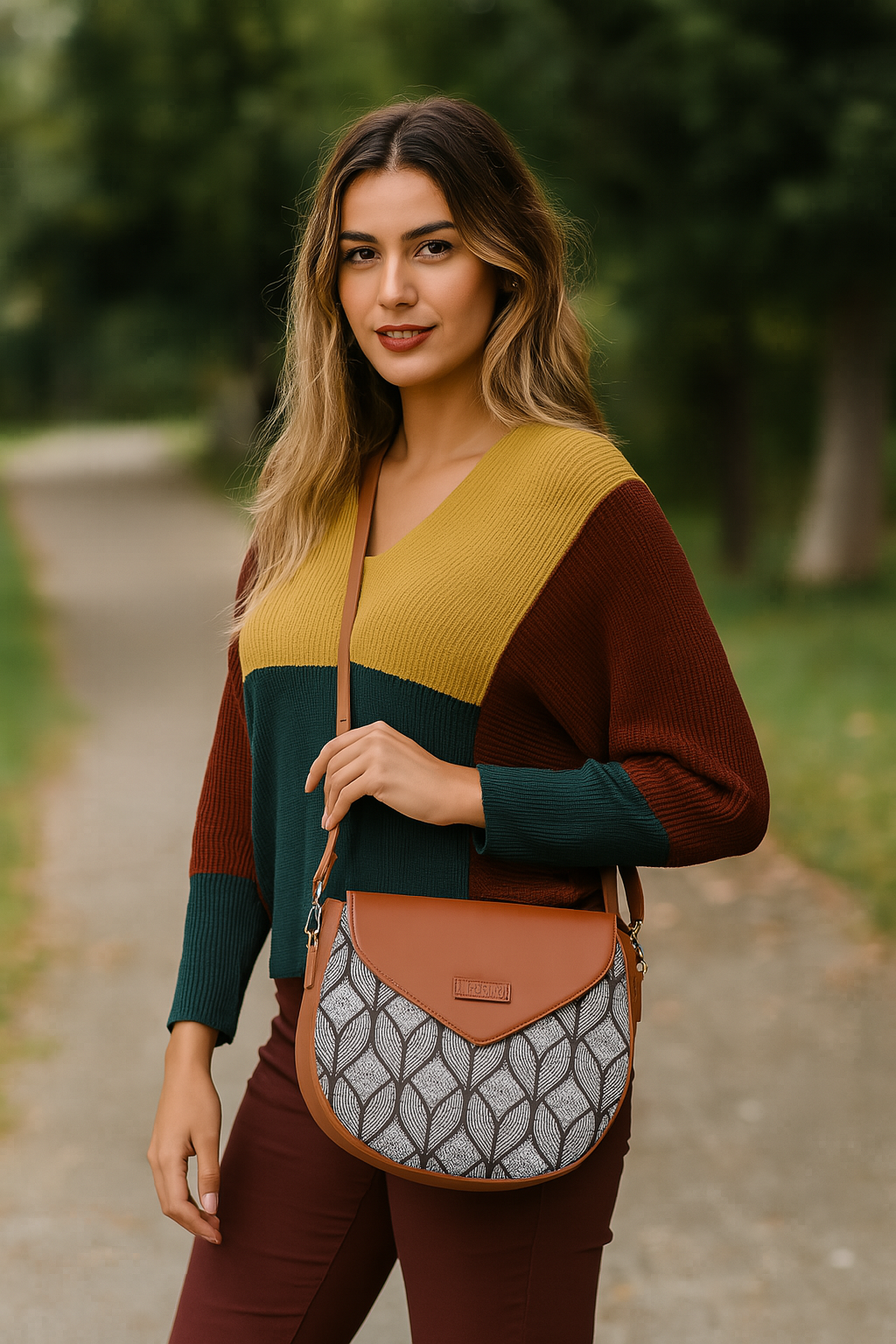 Women’s Monochrome Crossbody Sling Bags with Vegan Leather Trim – Wholesale