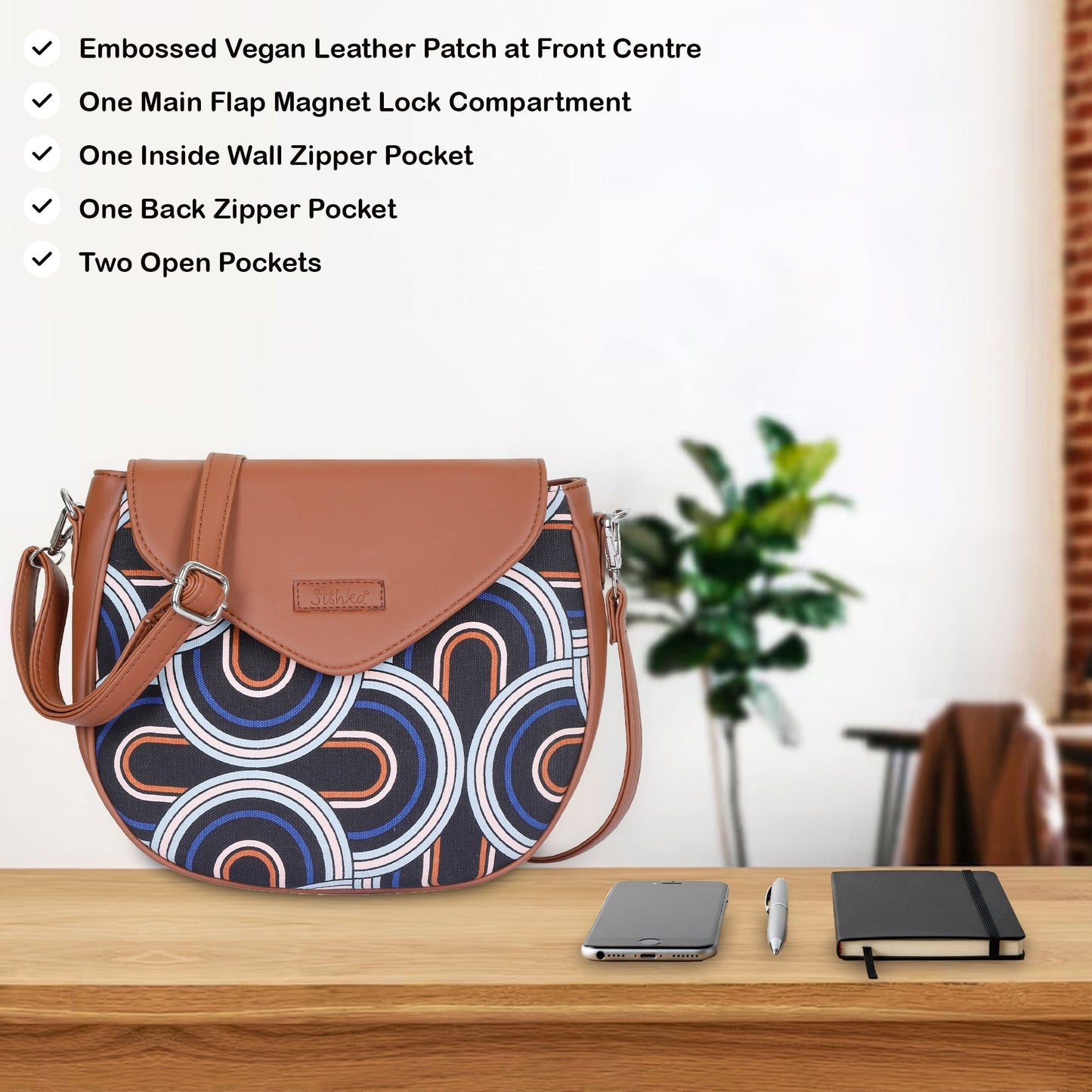 Women’s Abstract Crossbody Sling Bags with Vegan Leather Trim – Wholesale