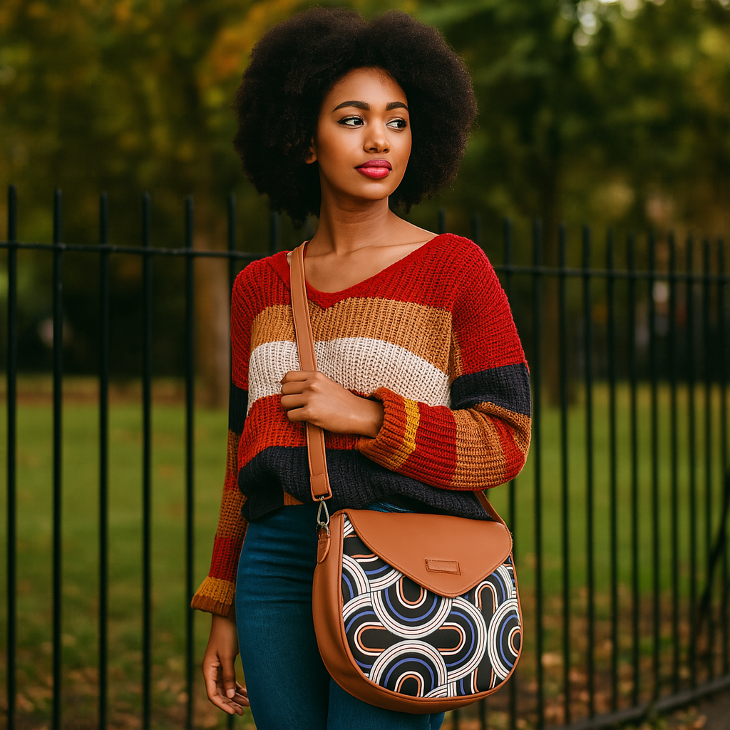 Women’s Abstract Crossbody Sling Bags with Vegan Leather Trim – Wholesale