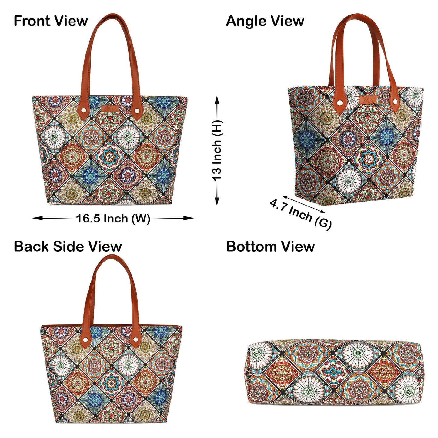 Women’s Multicolor Tote Bags with Vegan Leather Trim – Wholesale