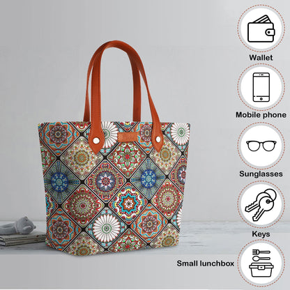 Women’s Multicolor Tote Bags with Vegan Leather Trim – Wholesale