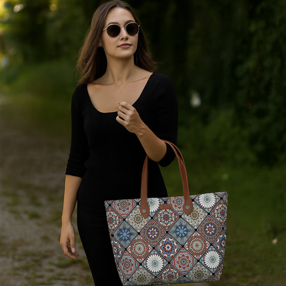 Women’s Multicolor Tote Bags with Vegan Leather Trim – Wholesale