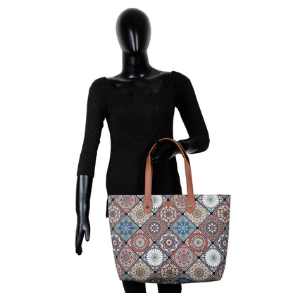 Women’s Multicolor Tote Bags with Vegan Leather Trim – Wholesale