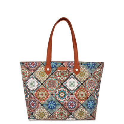Women’s Multicolor Tote Bags with Vegan Leather Trim – Wholesale