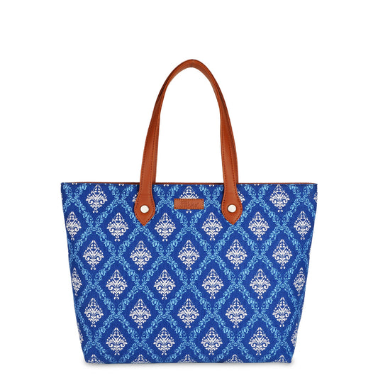 Wholesale Women’s Blue Tote Bags with Vegan Leather Trim Handle