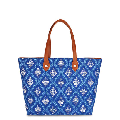 Wholesale Women’s Blue Tote Bags with Vegan Leather Trim Handle