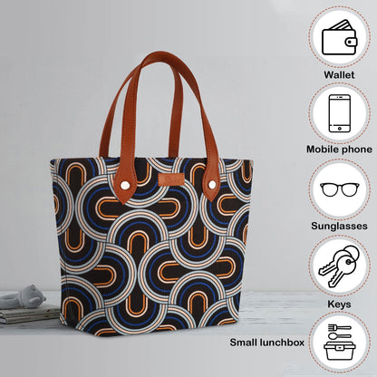 Wholesale Women’s Abstract Tote Bags with Vegan Leather Trim Handle