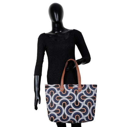 Wholesale Women’s Abstract Tote Bags with Vegan Leather Trim Handle