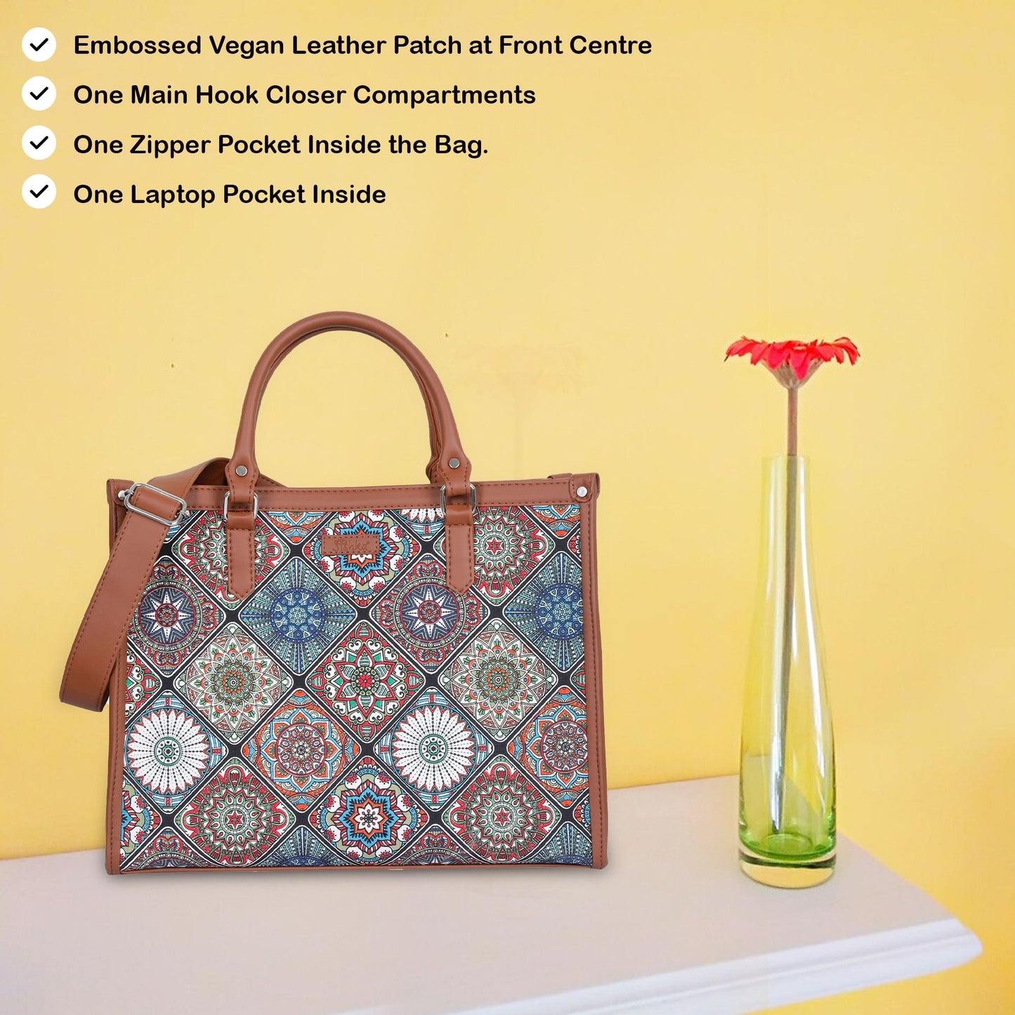 Women’s Multicolor Laptop Handbags with Vegan Leather Trim – Wholesale