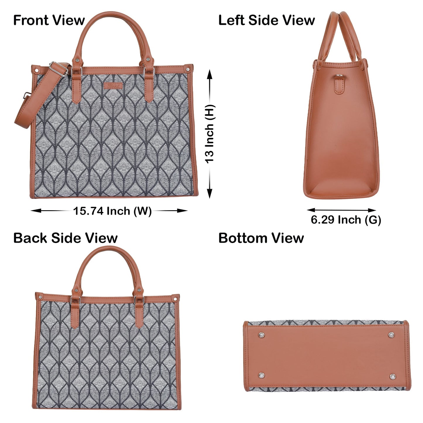 Women’s Monochrome Laptop Handbags with Vegan Leather Trim – Wholesale