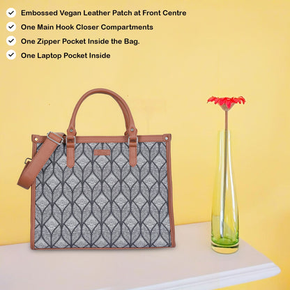Women’s Monochrome Laptop Handbags with Vegan Leather Trim – Wholesale