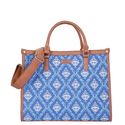 Wholesale Blue Hand Printed Laptop Bag – Shoulder Purse for Ladies’ Everyday & Office Use