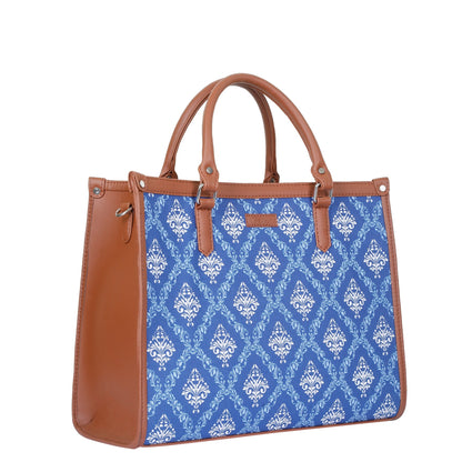 Wholesale Blue Hand Printed Laptop Bag – Shoulder Purse for Ladies’ Everyday & Office Use