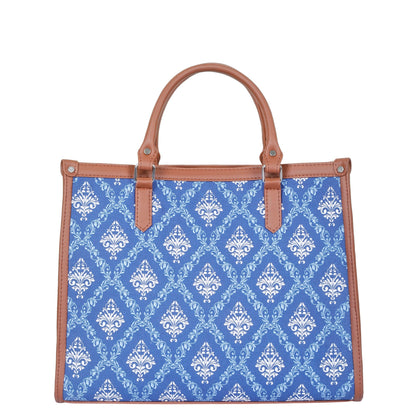 Wholesale Blue Hand Printed Laptop Bag – Shoulder Purse for Ladies’ Everyday & Office Use