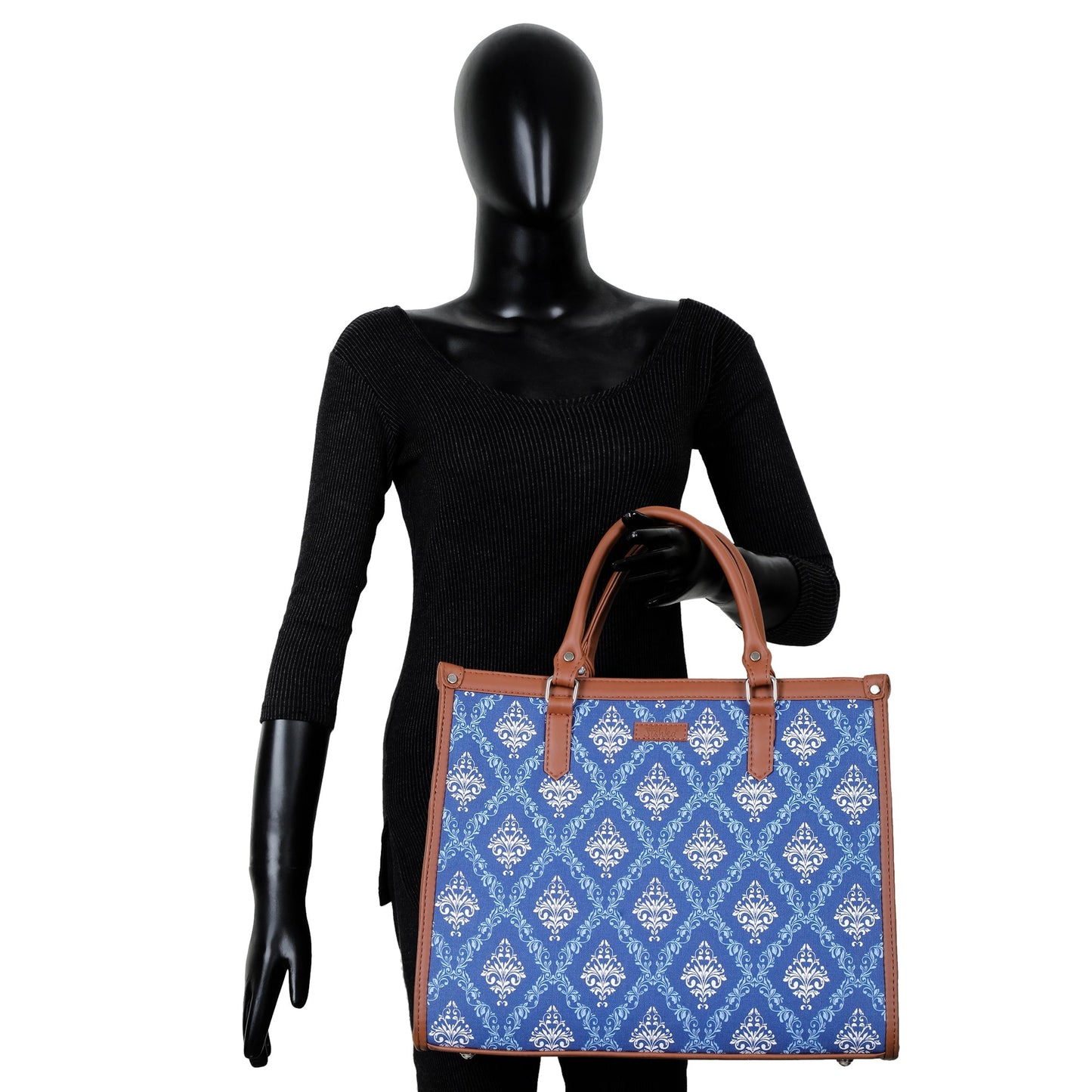 Wholesale Blue Hand Printed Laptop Bag – Shoulder Purse for Ladies’ Everyday & Office Use