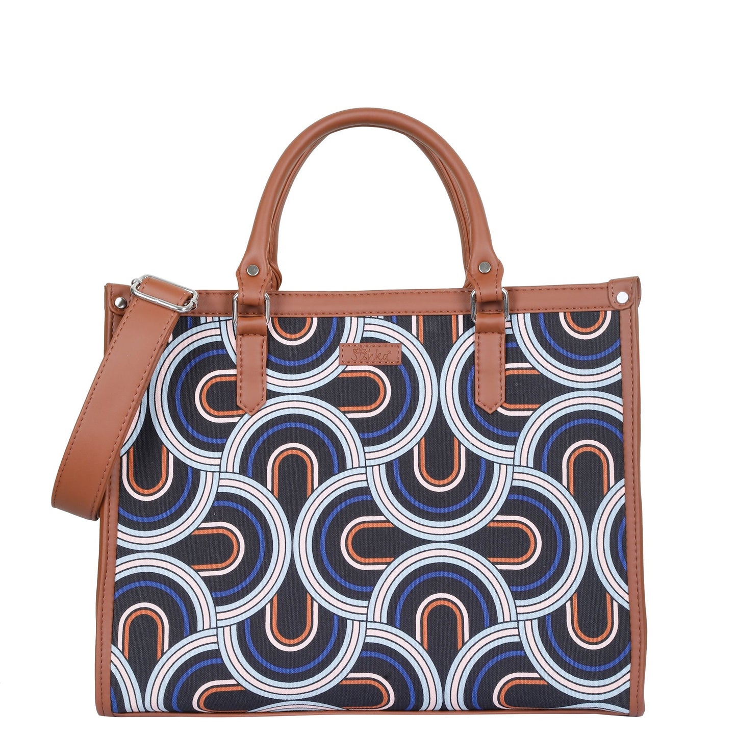 Women’s Abstract Laptop Tote Bags with Vegan Leather Trim – Wholesale