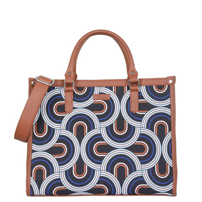 Women’s Abstract Laptop Tote Bags with Vegan Leather Trim – Wholesale