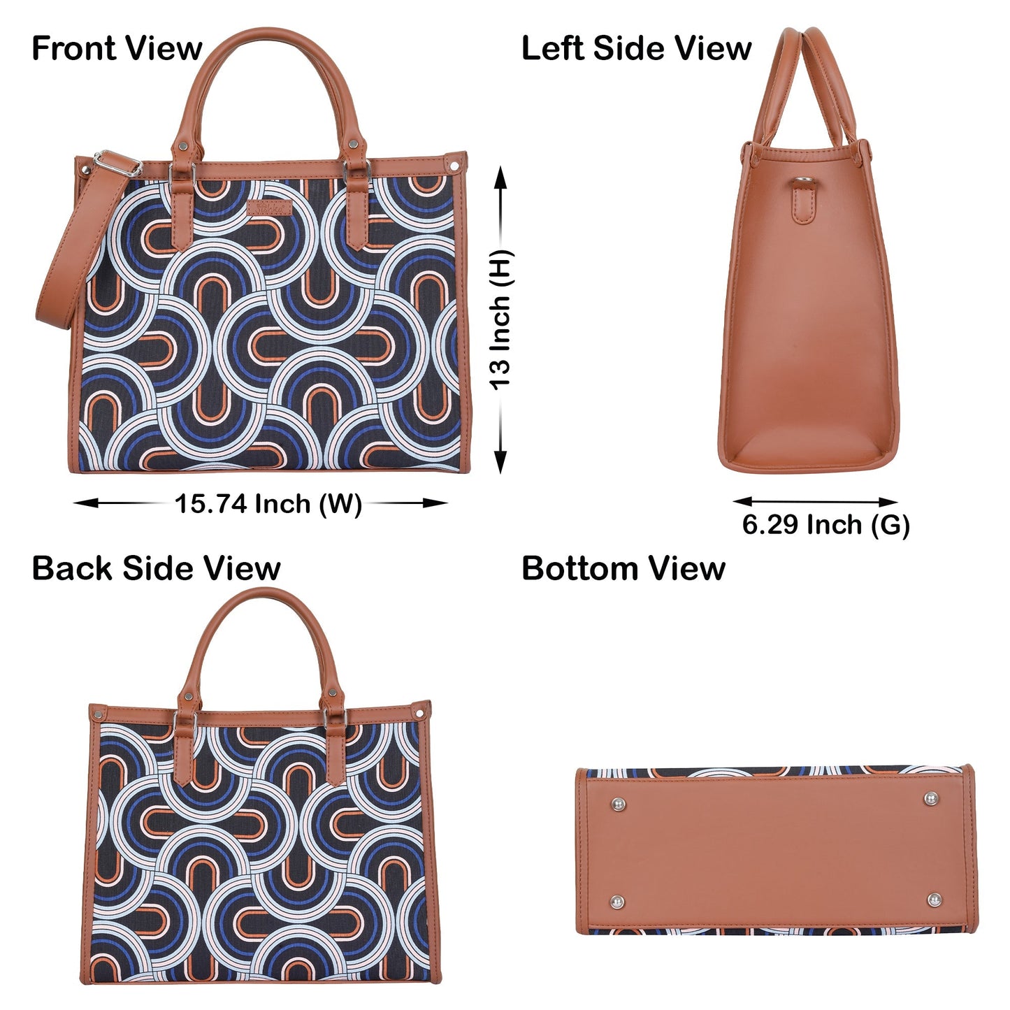 Women’s Abstract Laptop Tote Bags with Vegan Leather Trim – Wholesale