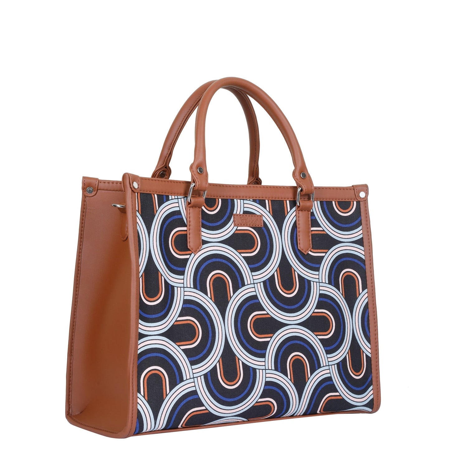 Women’s Abstract Laptop Tote Bags with Vegan Leather Trim – Wholesale