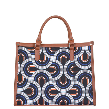 Women’s Abstract Laptop Tote Bags with Vegan Leather Trim – Wholesale