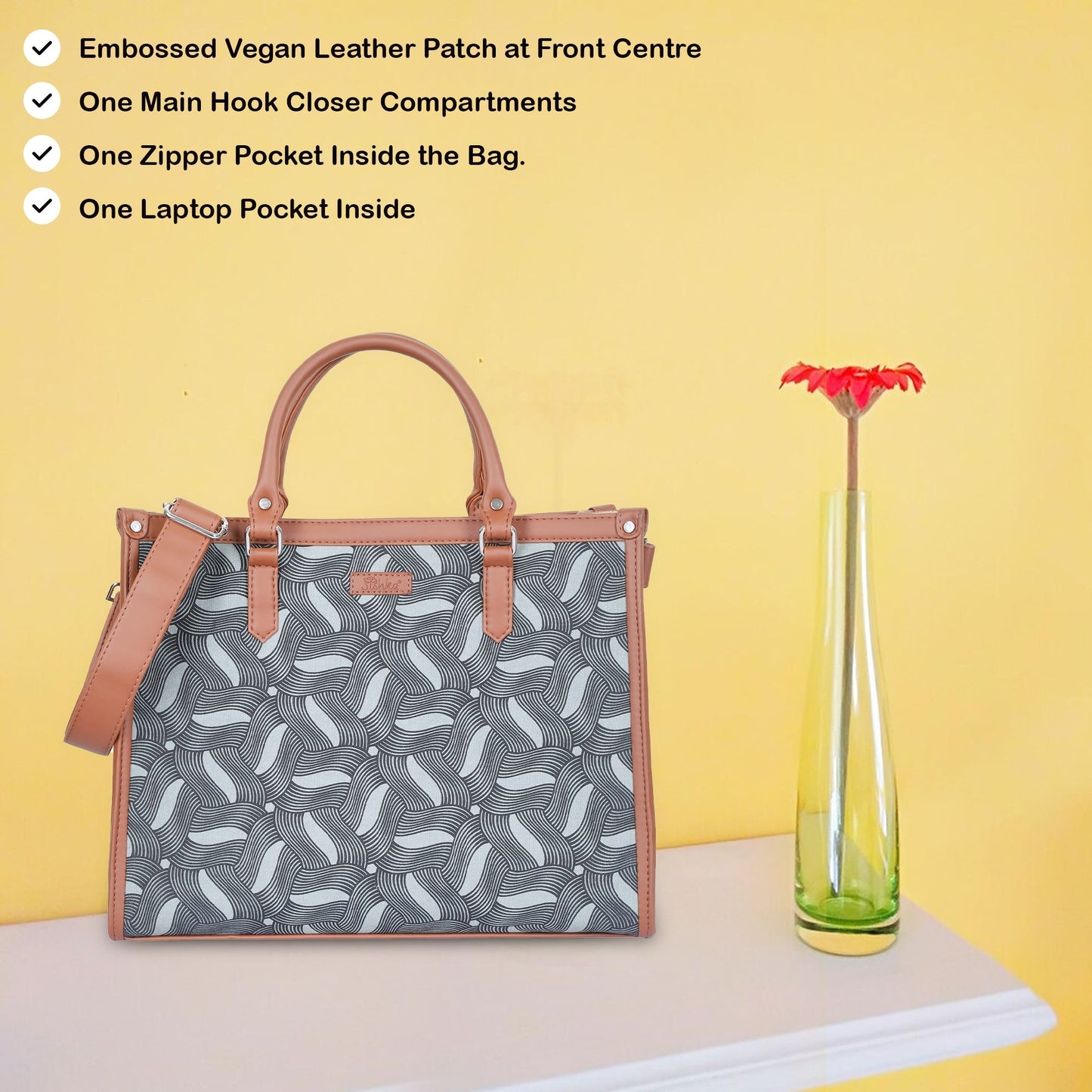 Women’s Olive Laptop Handbags with Vegan Leather Trim – Wholesale