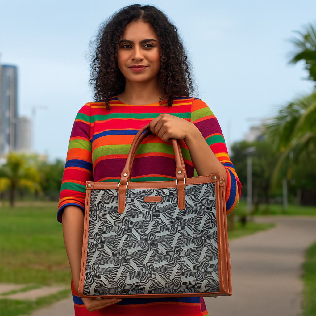 Women’s Olive Laptop Handbags with Vegan Leather Trim – Wholesale