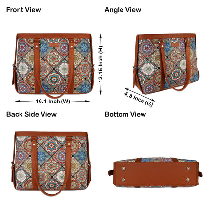 Women’s Multicolor Laptop Tote Bags with Vegan Leather Trim – Wholesale