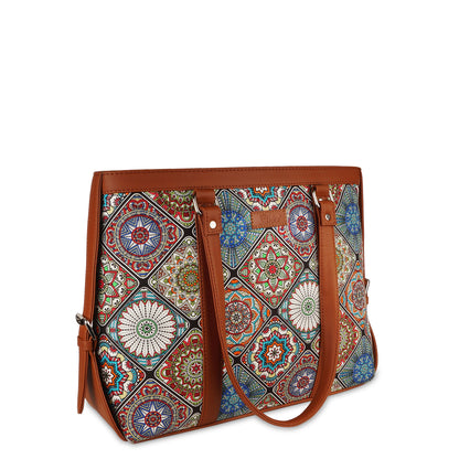 Women’s Multicolor Laptop Tote Bags with Vegan Leather Trim – Wholesale